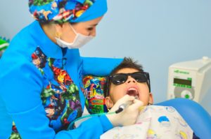 a kid in dental clinic